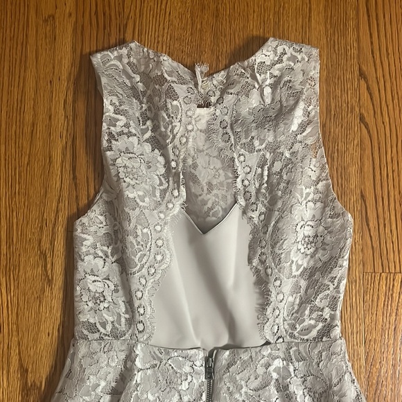 NWT Alice + Olivia Woman’s Natalia Open-Back Lace A-Line Taupe Lace Dress Size 0 - Picture 7 of 9